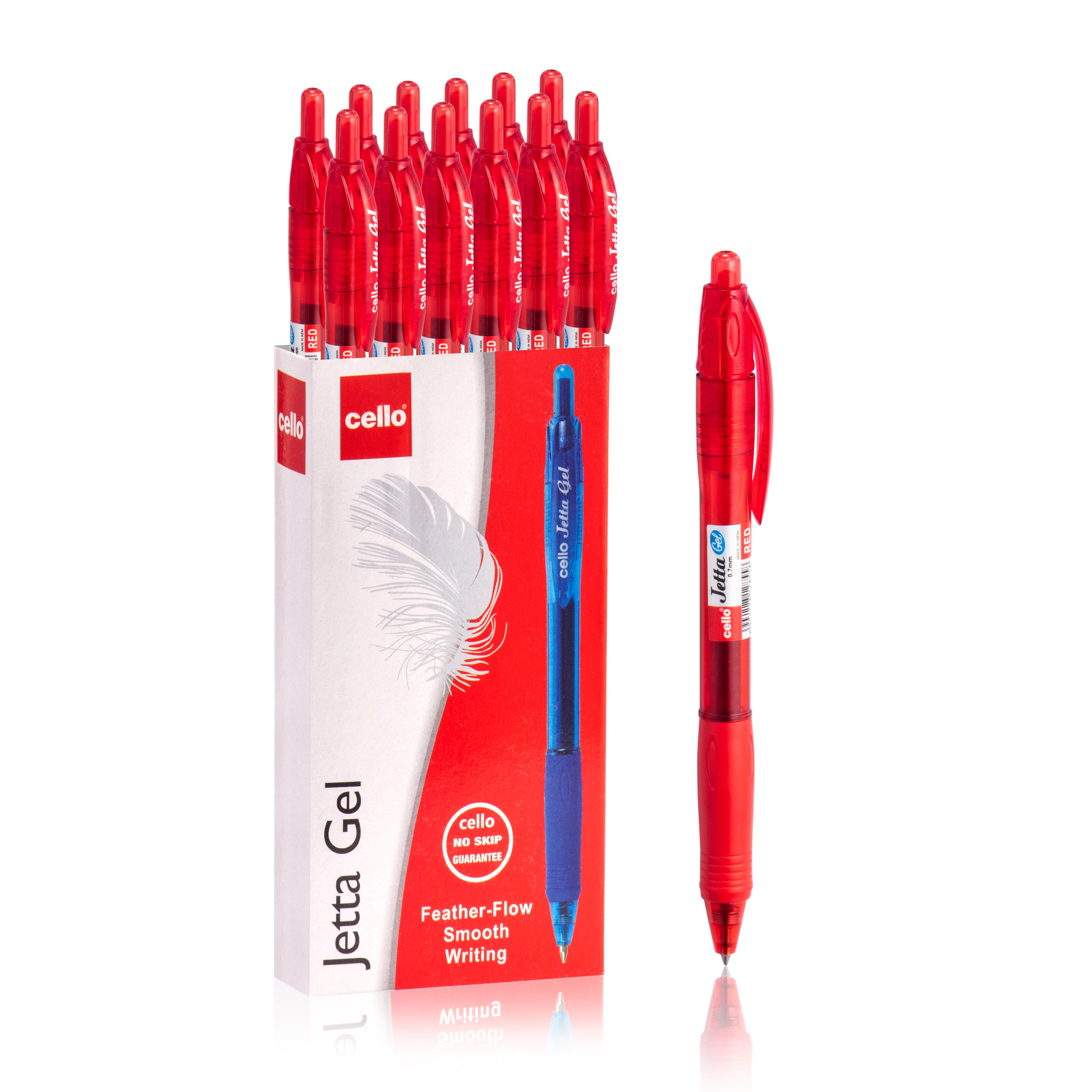 Cello Jetta Retractable Gel Pens – 0.7MM – Black, Blue & Red – Pack of 12