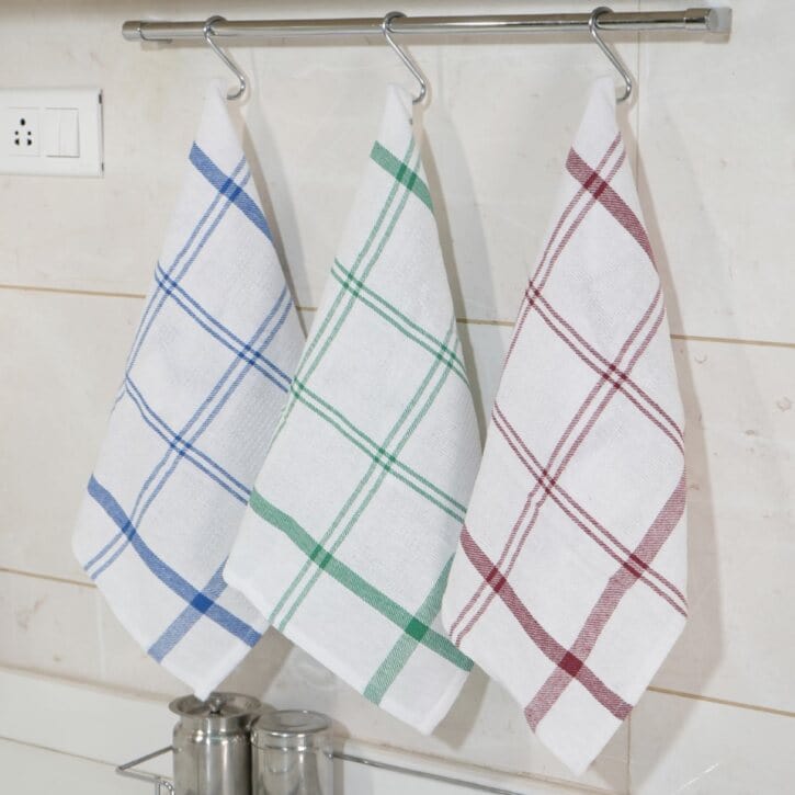 Infinity Gingham Check Large Absorbent Cotton Kitchen Towels – Pack of 6
