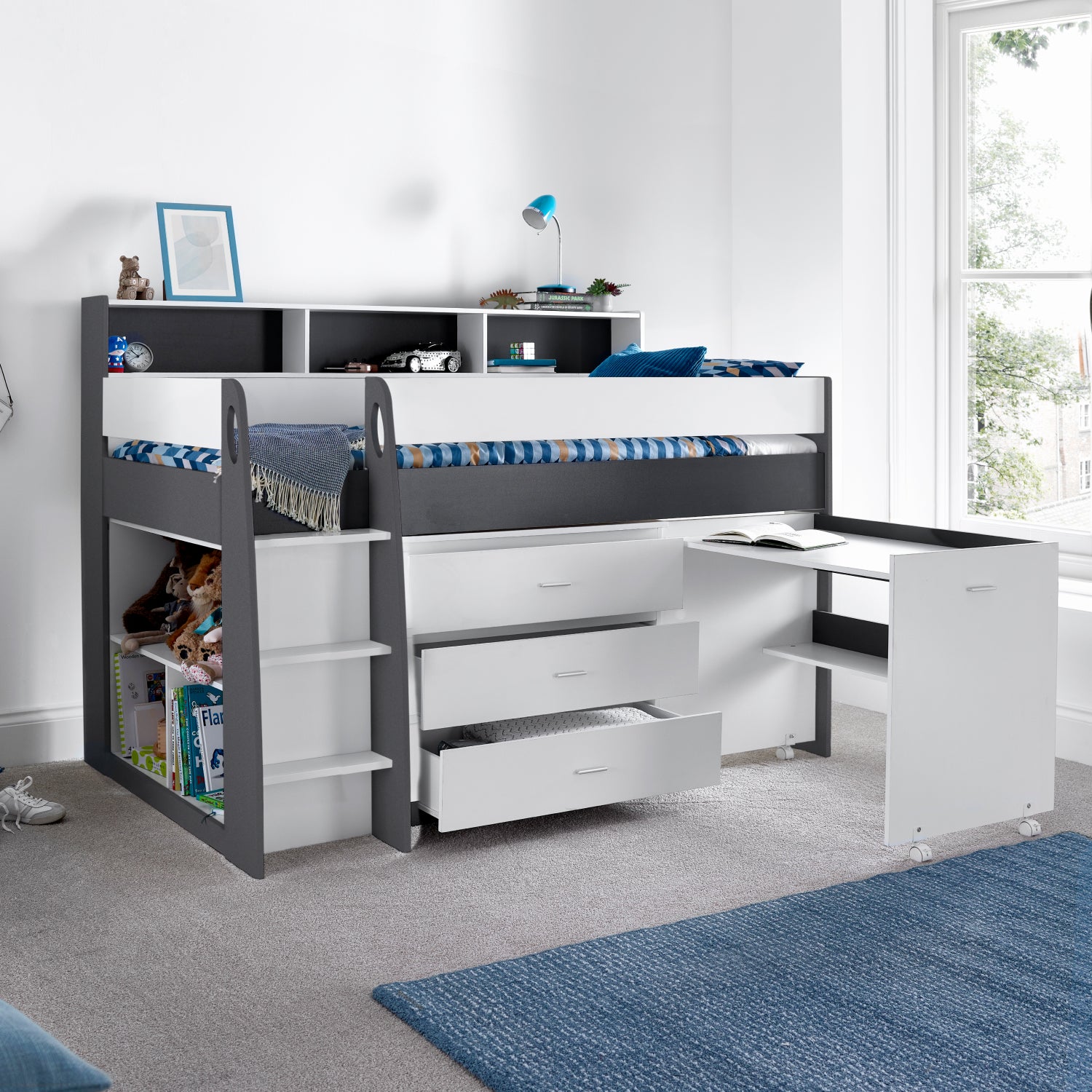 Ersa Grey and White Mid Sleeper