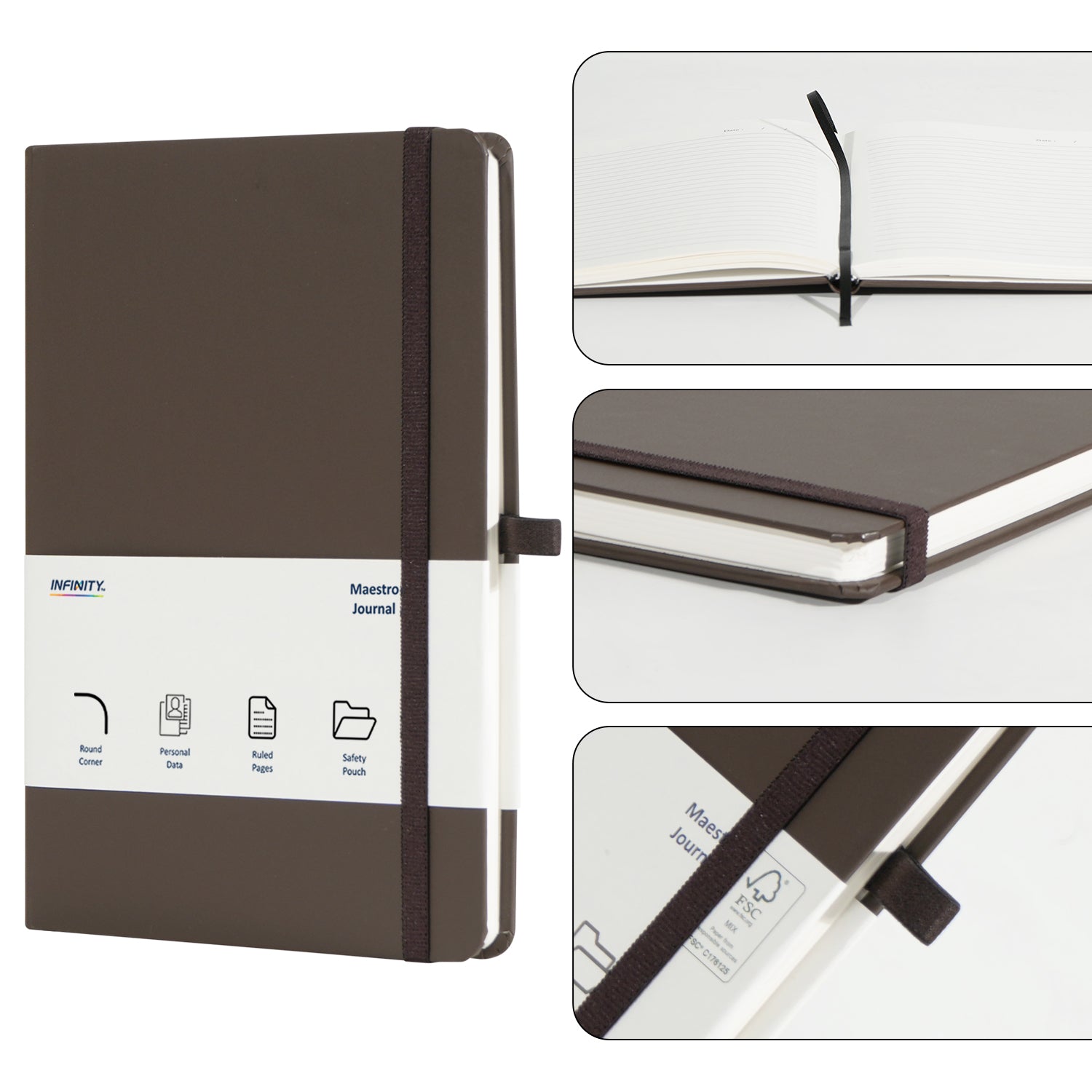 Wilson A5 Journal Notebooks, 160 Pages, Dark Brown, Pack of 2