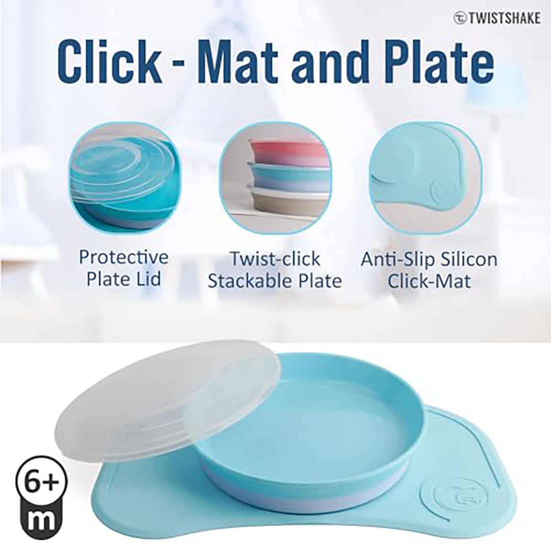 Twistshake Click-Mat Mini + Plate – Pastel Blue