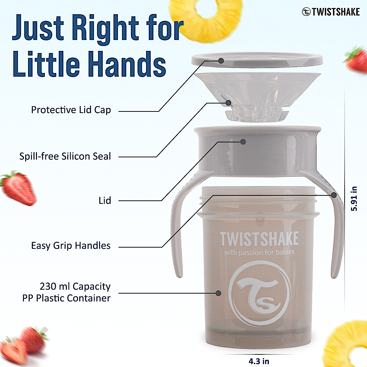Twistshake 360° Trainer Cup – 6+m – Grey