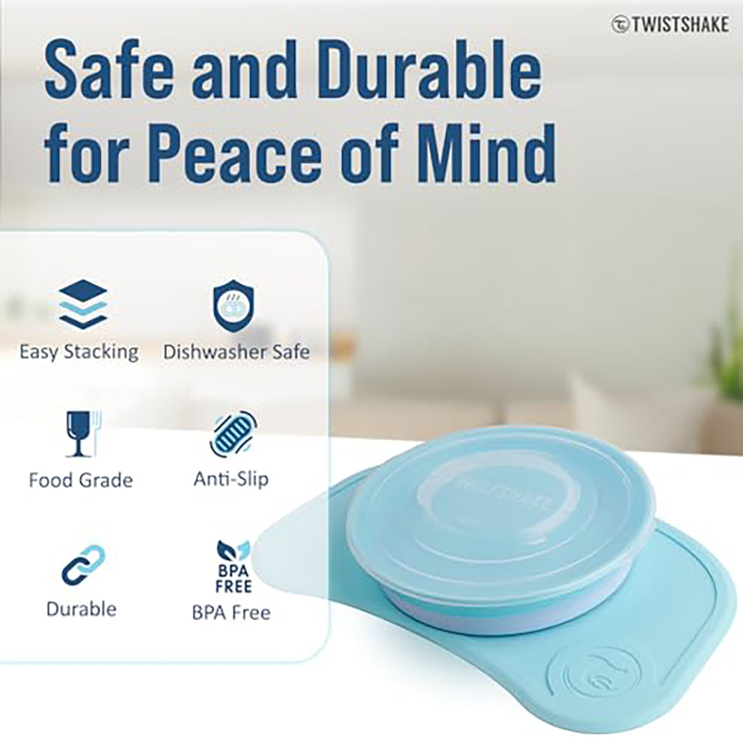 Twistshake Click-Mat Mini + Plate – Pastel Blue