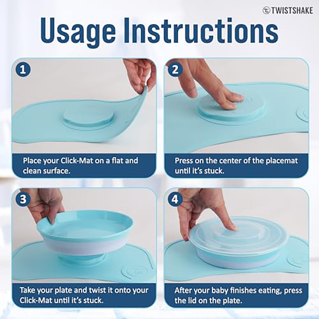 Twistshake Click-Mat Mini + Plate – Pastel Blue