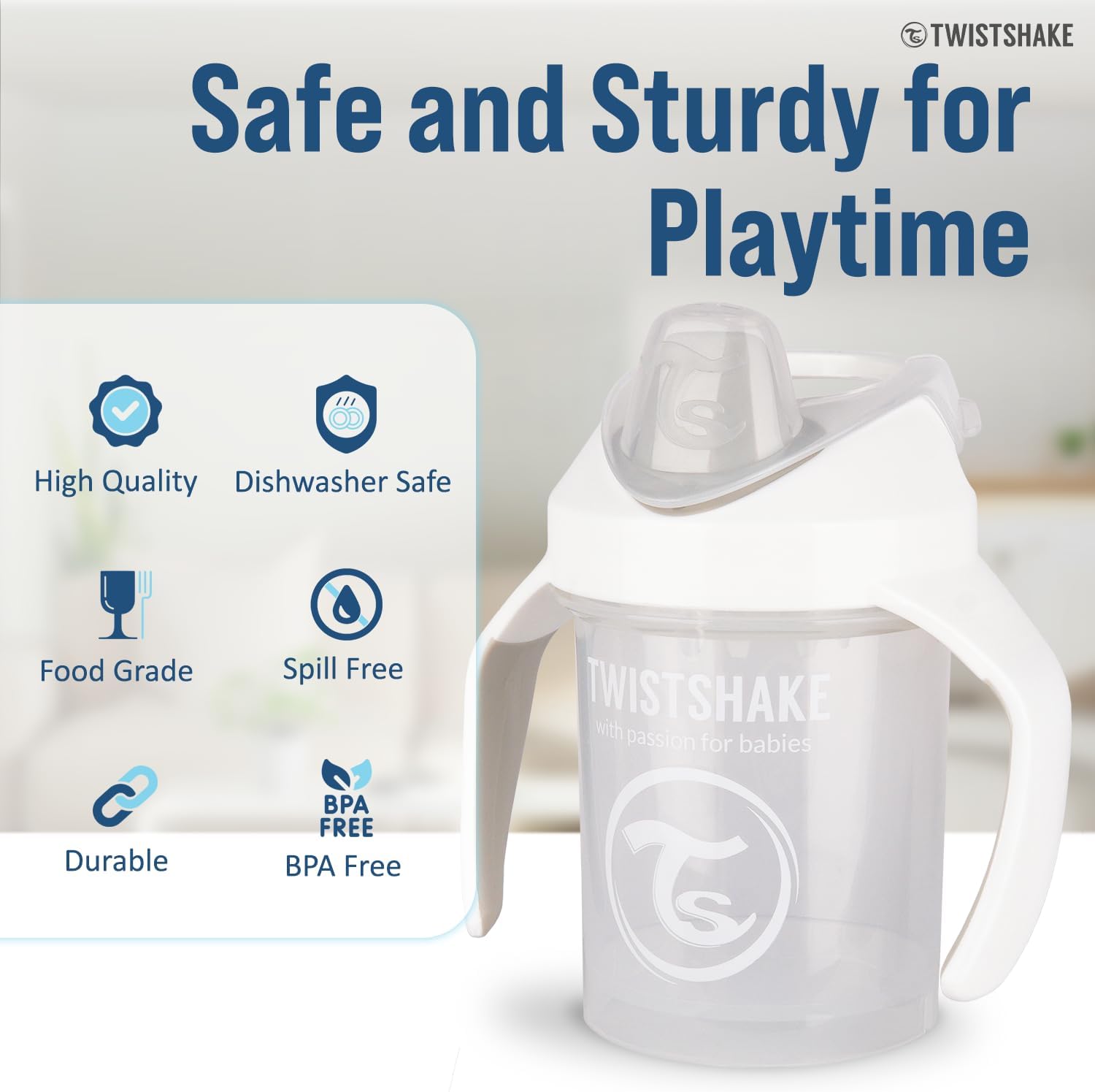 Twistshake Mini Cup – White 230ml (4+ Months)