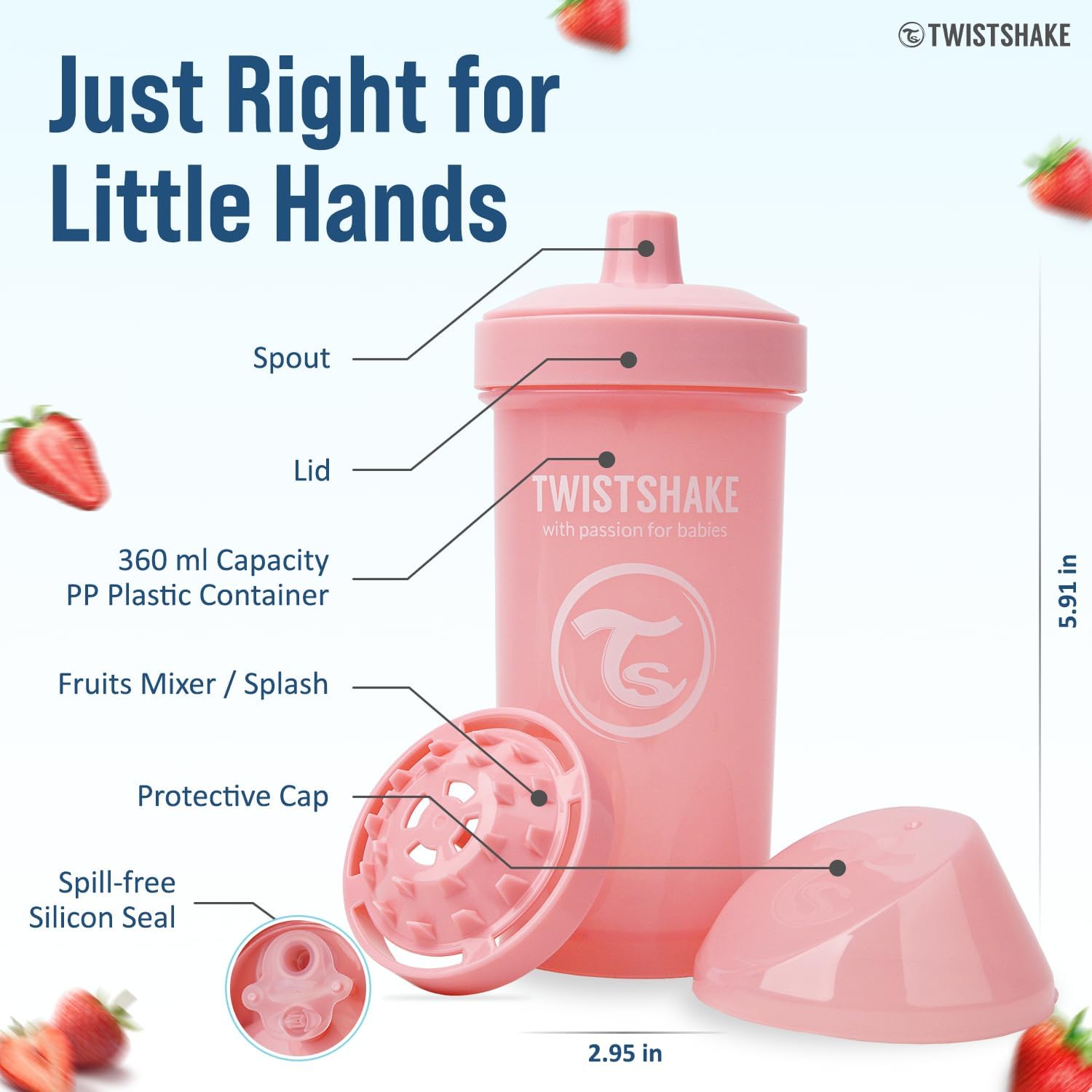 Twistshake Kid Cup 360ml 12+m Pastel Pink