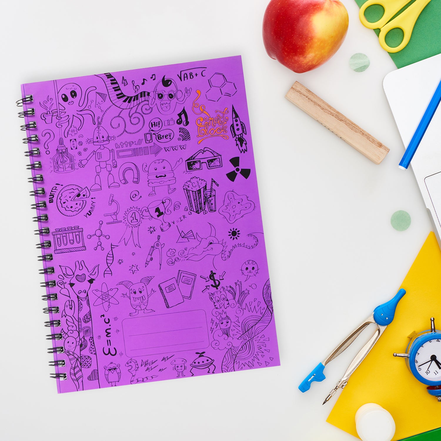 A4 Smart Block Lined Spiral Journal Notebook, 224 Pages (Purple)