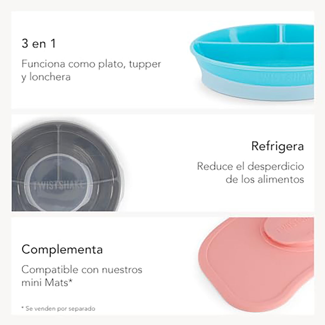 Twistshake Divided Plate – 6+ Months – Pastel Blue