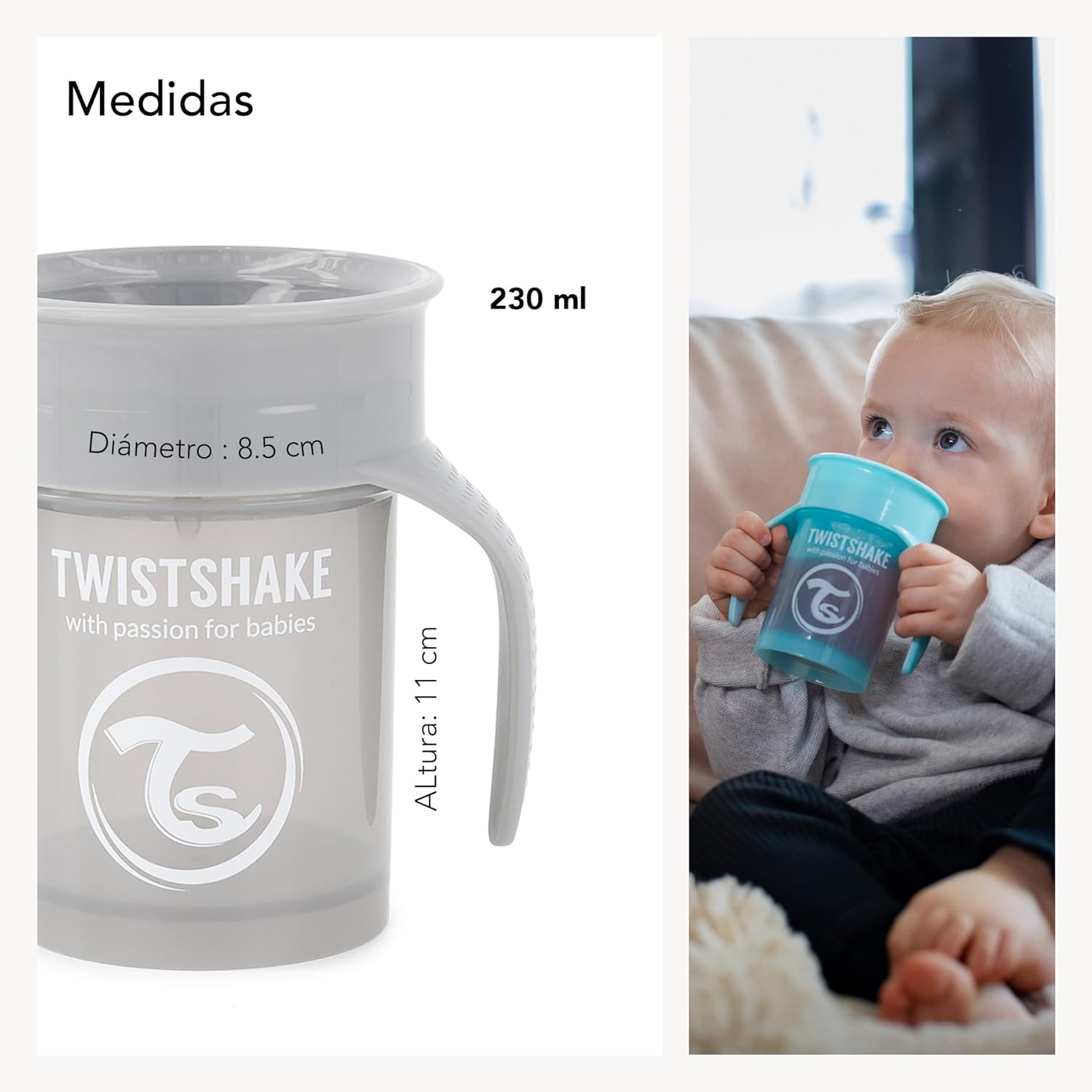 Twistshake 360° Trainer Cup – 6+m – White