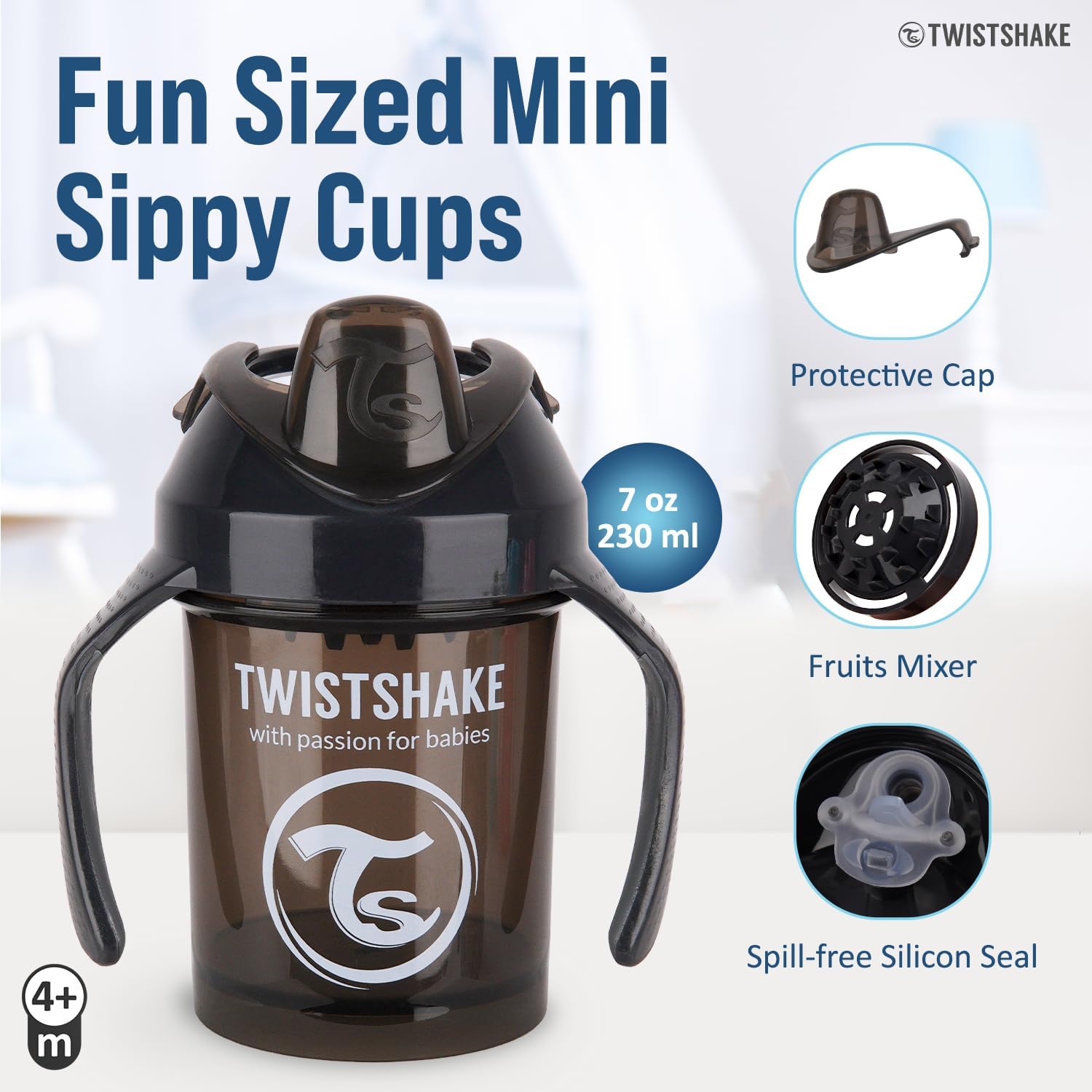 Twistshake Mini Cup – black 230ml (4+ Months)