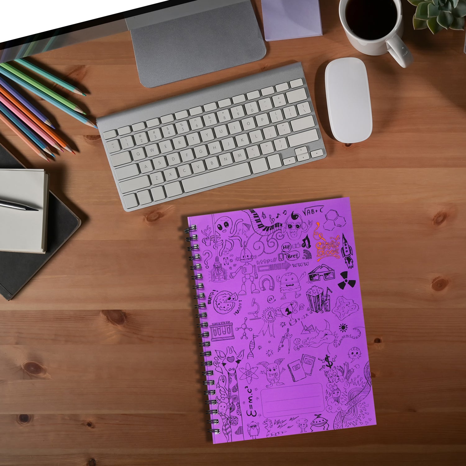 A4 Smart Block Lined Spiral Journal Notebook, 224 Pages (Purple)