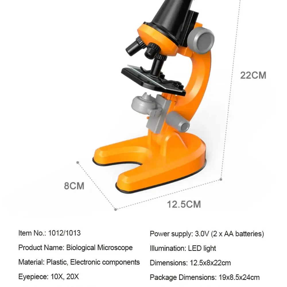 Mini Microscope Toy for Kids with 1200x magnification, safe CE-certified educational science kit.