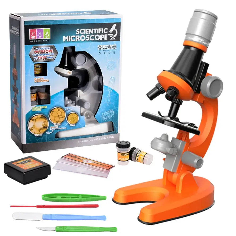 Mini Microscope Toy Kit for Kids with Accessories and Box - 1200x Science Educational Gift