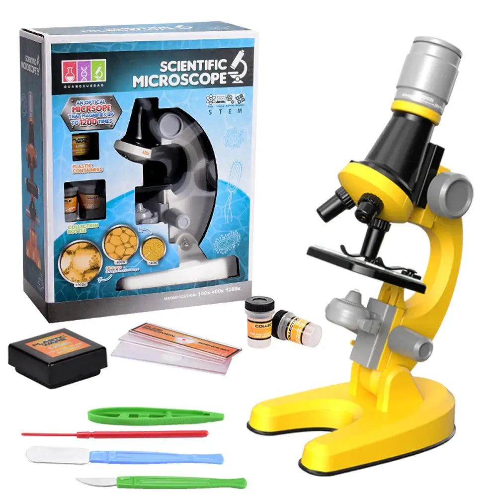 Mini Microscope Toy for Kids with 1200x Lab Kit and Accessories, Perfect Science Educational Gift for Young Biologists