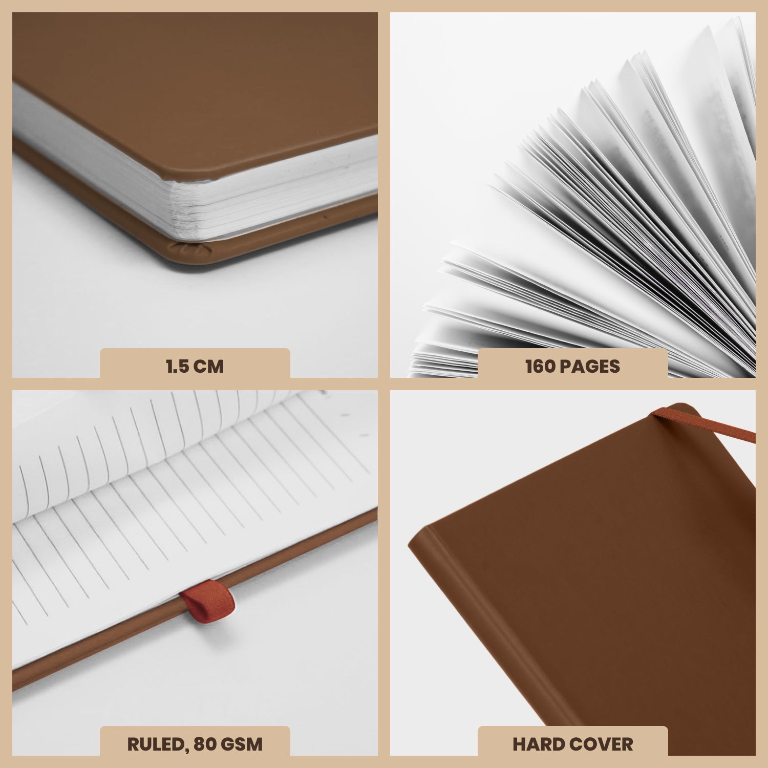 A5 Maestro Journal Notebook – Ruled Paper, 160 Pages (Dark Brown)