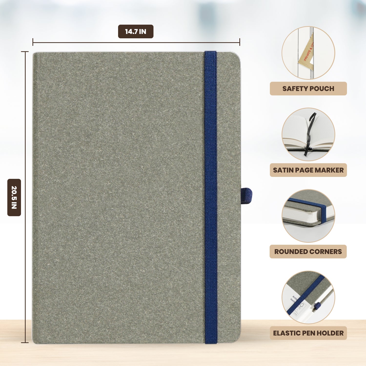 A5 Archive Ruled Paper Journal Notebook, 224 Pages (Grey)