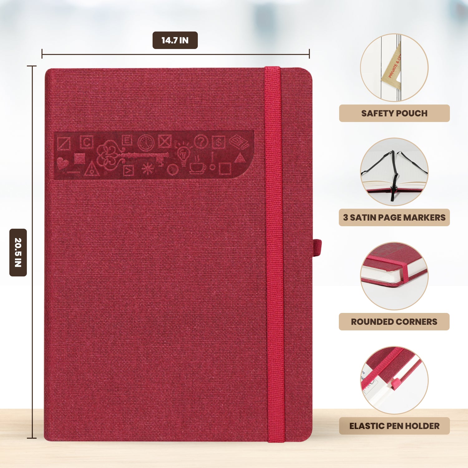 A5 Signature Marvel Bullet Dotted Grid Journal Notebook (Burgundy)