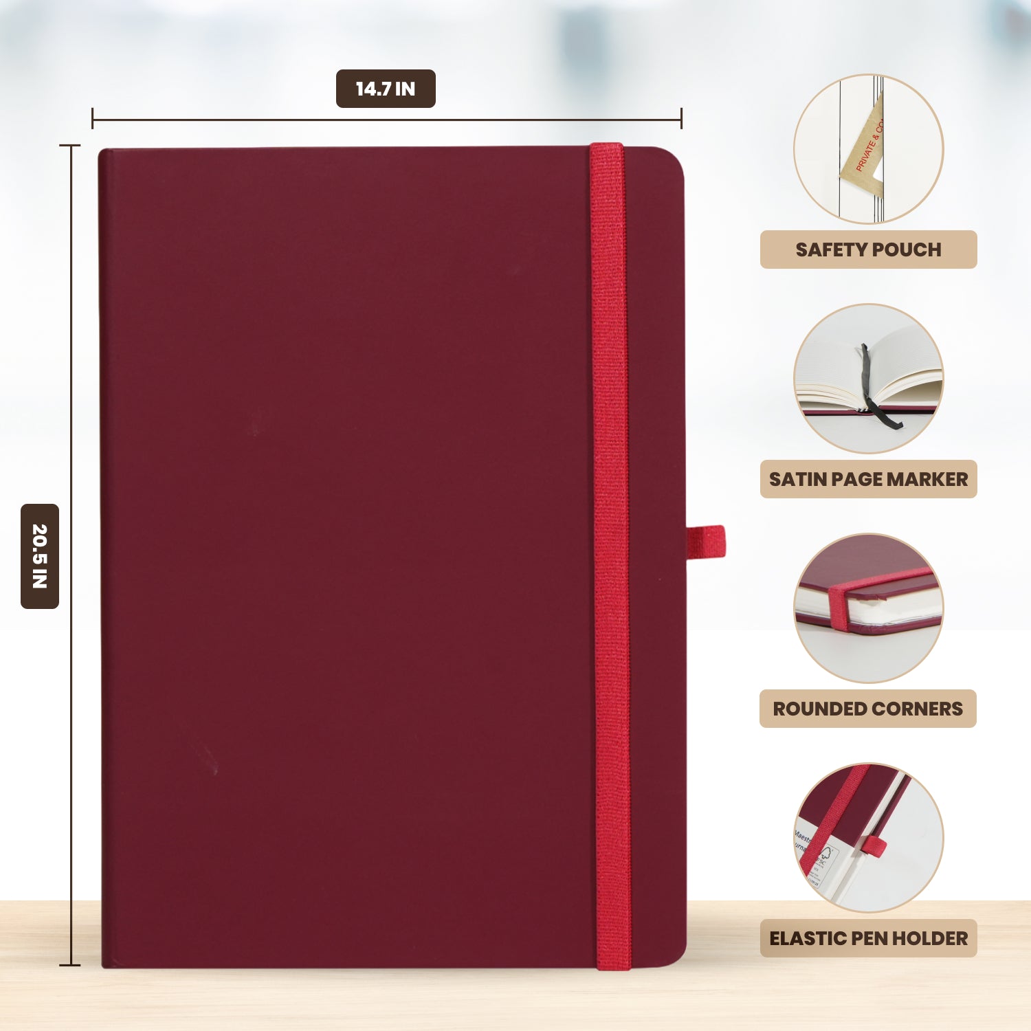 A5 Maestro Journal Notebook – Ruled Paper, 160 Pages (Maroon)
