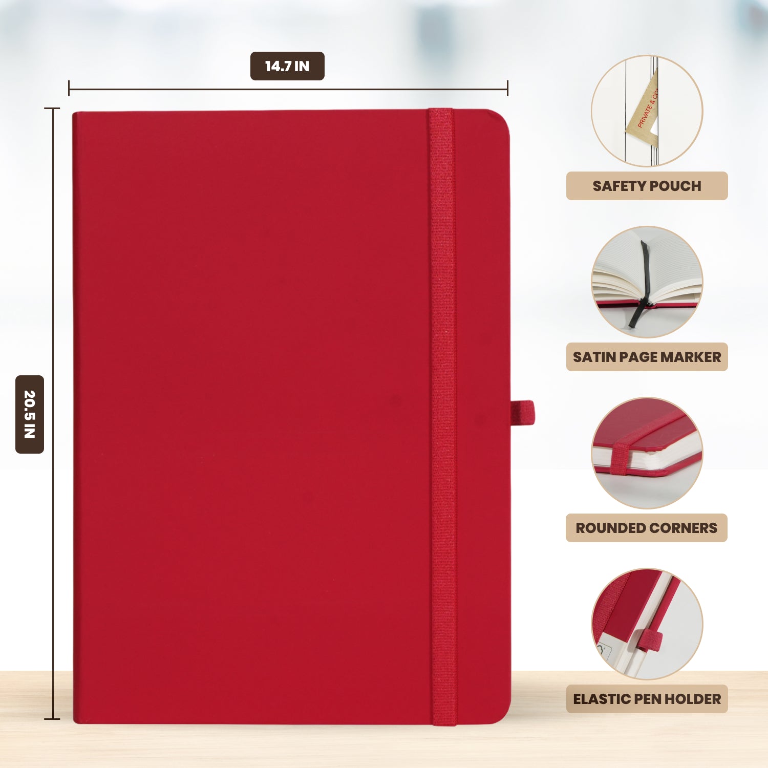 A5 Maestro Journal Notebook – Ruled Paper, 160 Pages (Red)