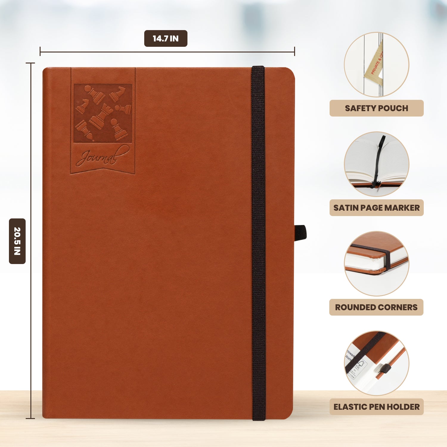 A5 Chess Works Privy Journal Notebook, 256 Pages (Brown)