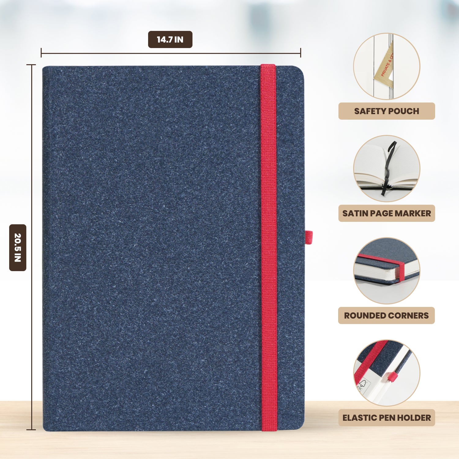 A5 Archive Ruled Paper Journal Notebook, 224 Pages (Marine)