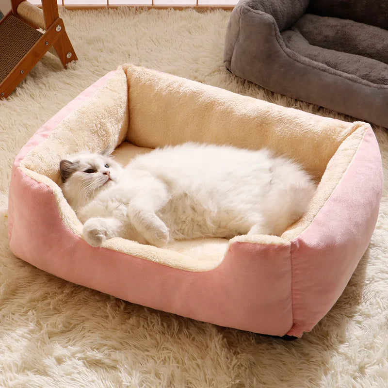 Soft Plush Cat & Dog Bed – Warm, Thickened Nest for Small Pets & Kittens.