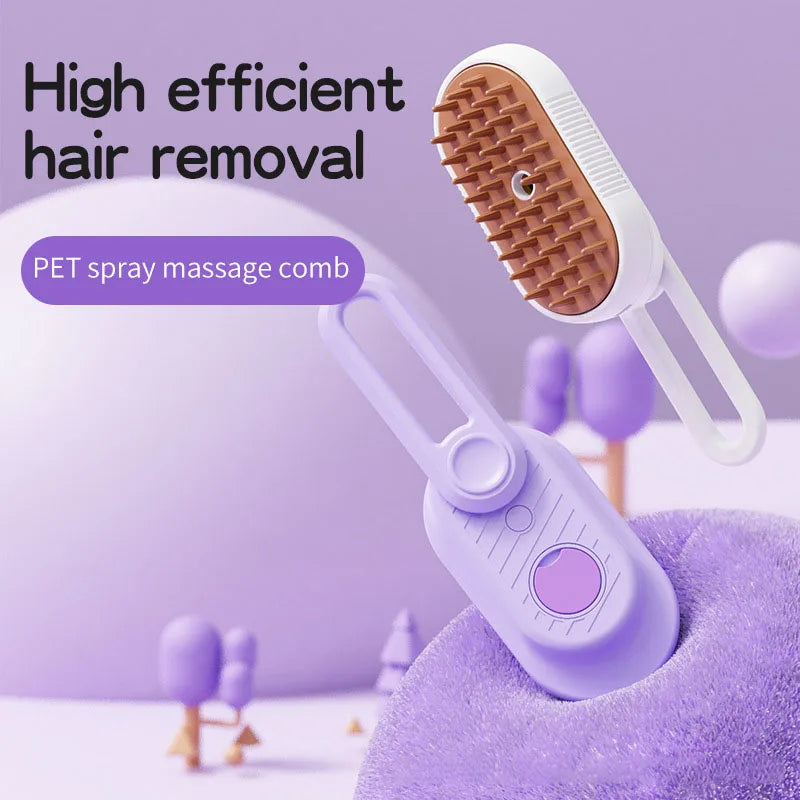 3-in-1 Electric Steamy Dog Brush – Pet Grooming, Massage & Hair Removal