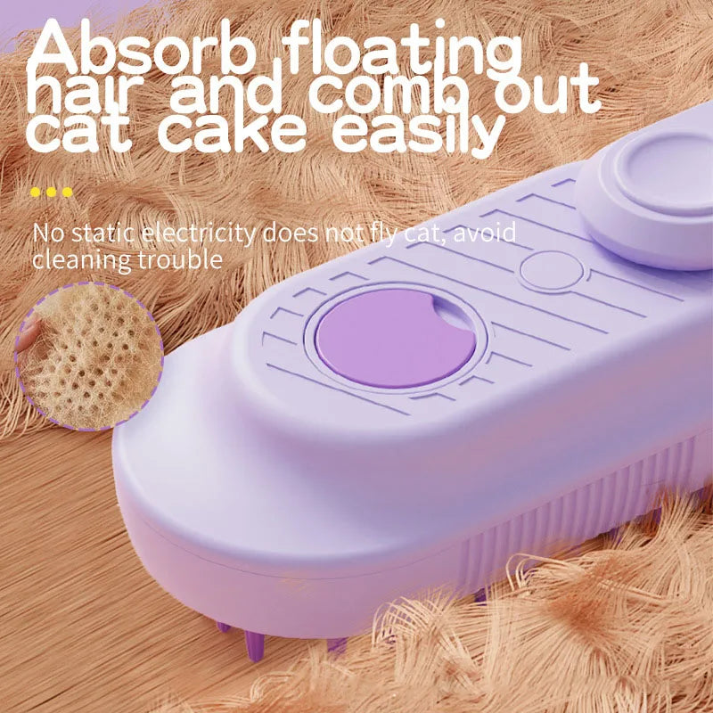 3-in-1 Electric Steamy Dog Brush – Pet Grooming, Massage & Hair Removal