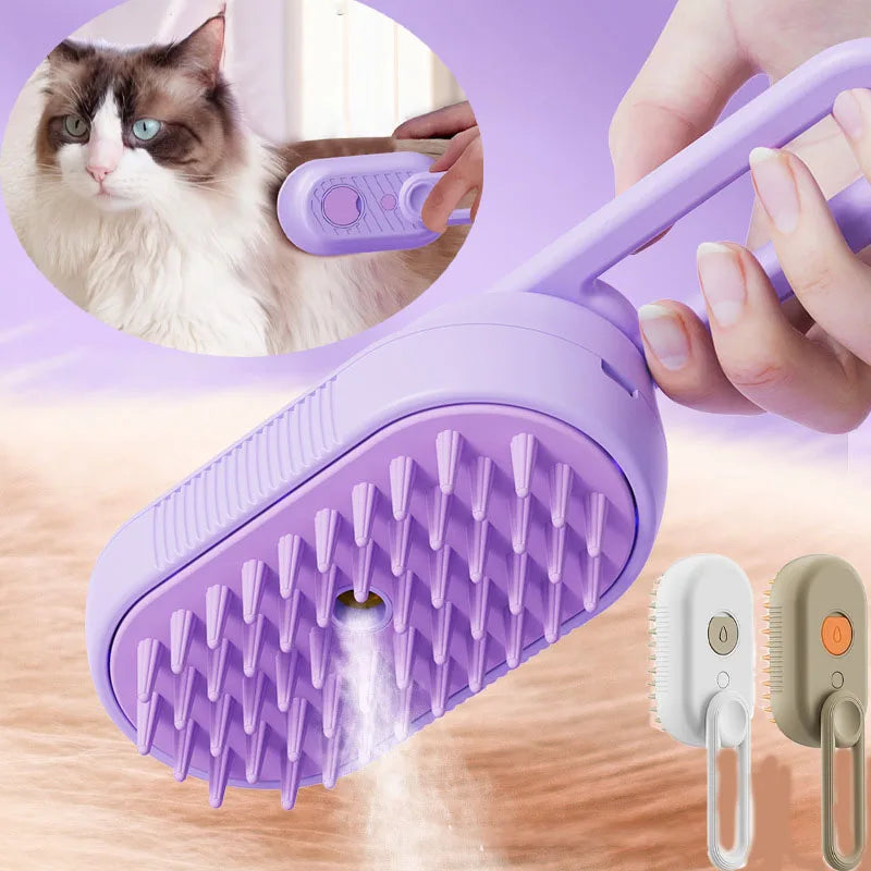 3-in-1 Electric Steamy Dog Brush – Pet Grooming, Massage & Hair Removal