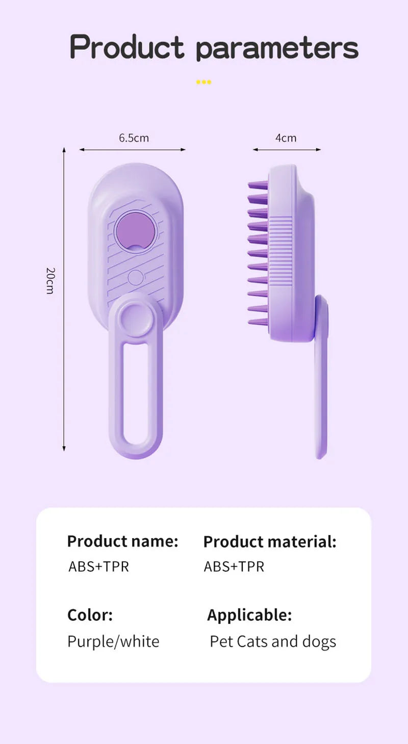 3-in-1 Electric Steamy Dog Brush – Pet Grooming, Massage & Hair Removal