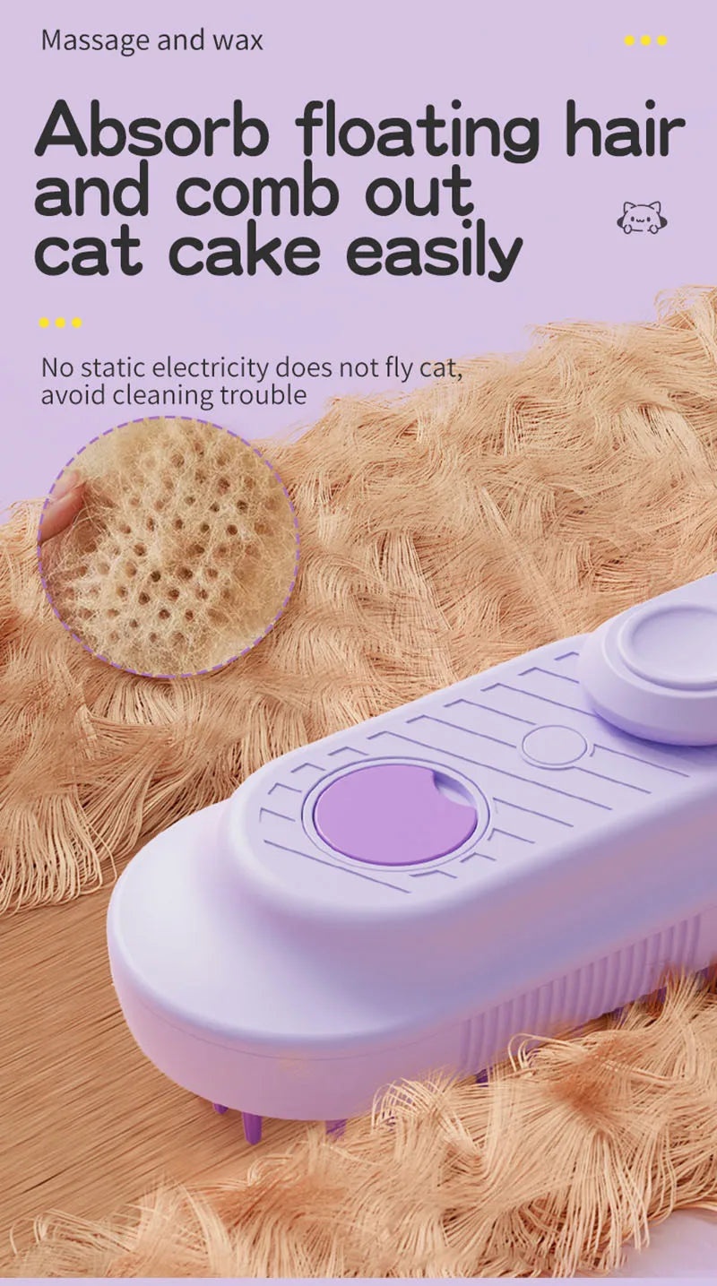 3-in-1 Electric Steamy Dog Brush – Pet Grooming, Massage & Hair Removal