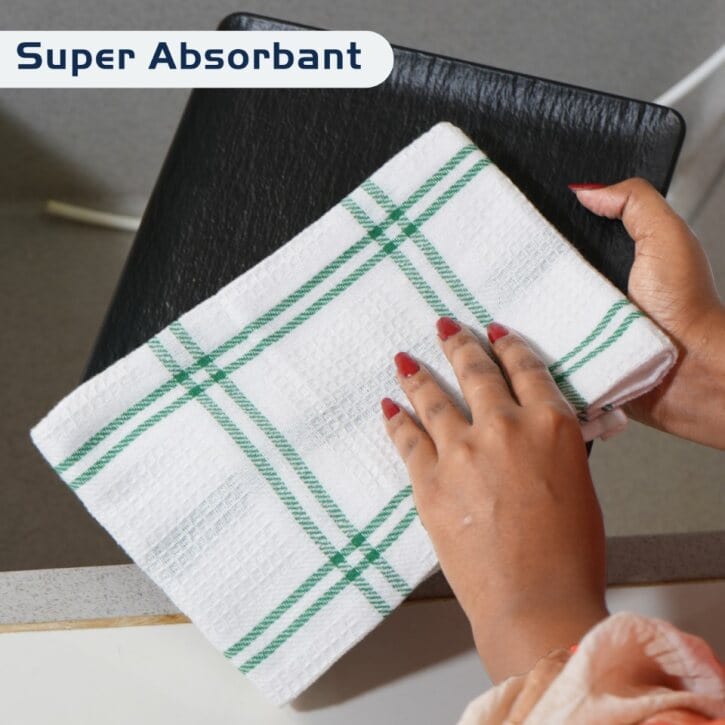 Infinity Gingham Check Large Absorbent Cotton Kitchen Towels – Pack of 6