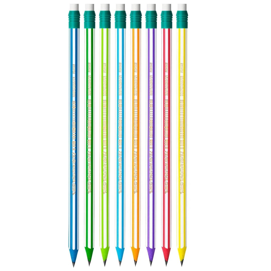 BIC Evolution 646 HB Pencil with Eraser Pack of 12 In Assorted Colours - Infinity Market