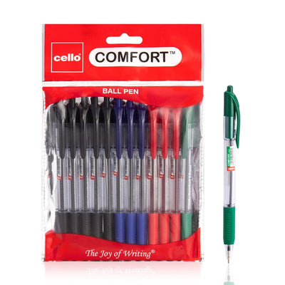 Cello Ballpoint Pen Extra Comfort, Medium Point (1.0MM) Multicolour Pen, Pack of 12 - Infinity Market
