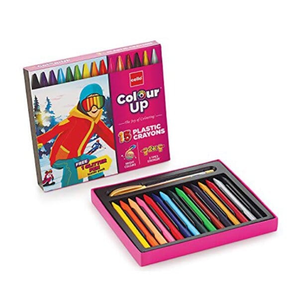 Cello ColourUp Plastic Crayons - Pack of 15 Bright Shades - Infinity Market