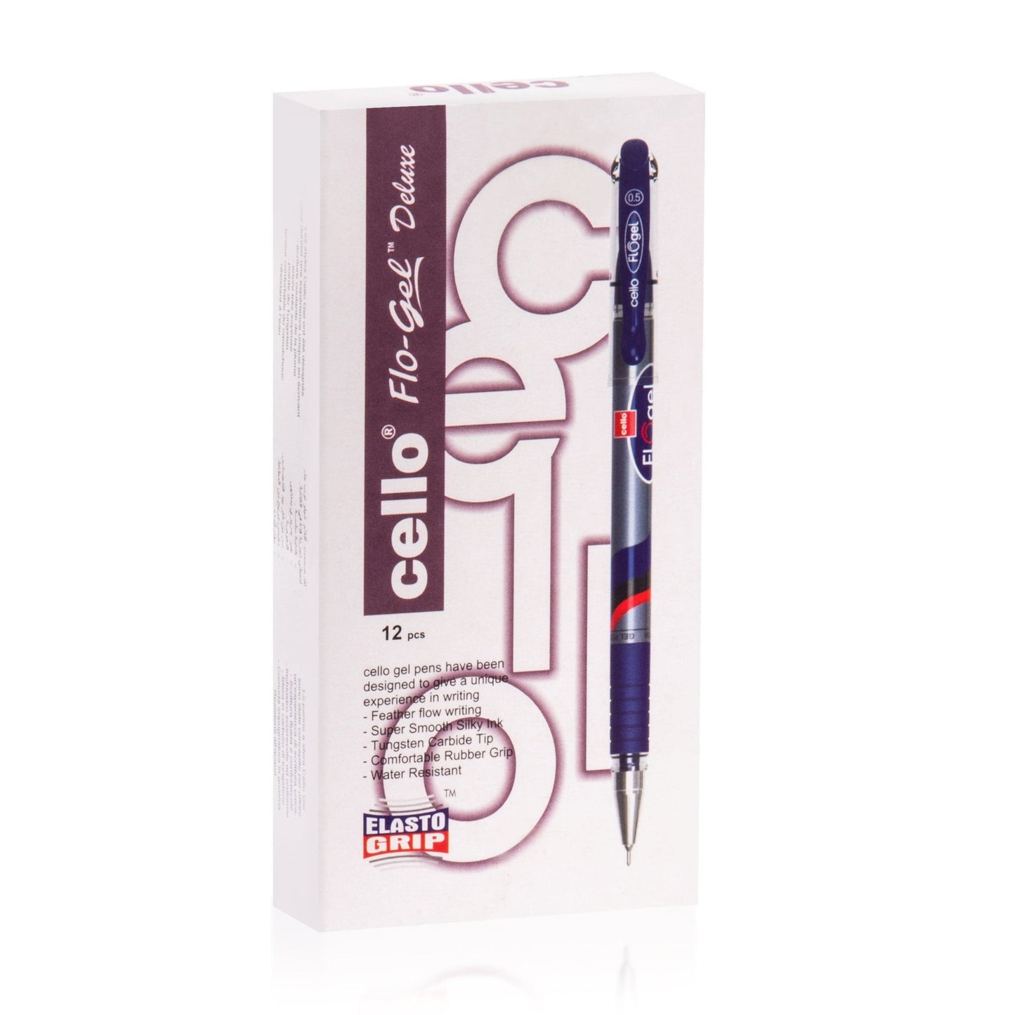 Cello Flo - Gel Ballpoint Black Gel Ink Pen 0.5mm, Pack of 12 - Infinity Market