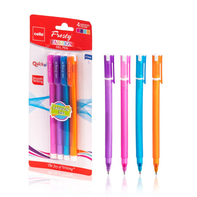 Cello Frosty Coloured Gel Ballpoint Pens, 0.7 mm, Multicoloured Pack of 4 - Infinity Market