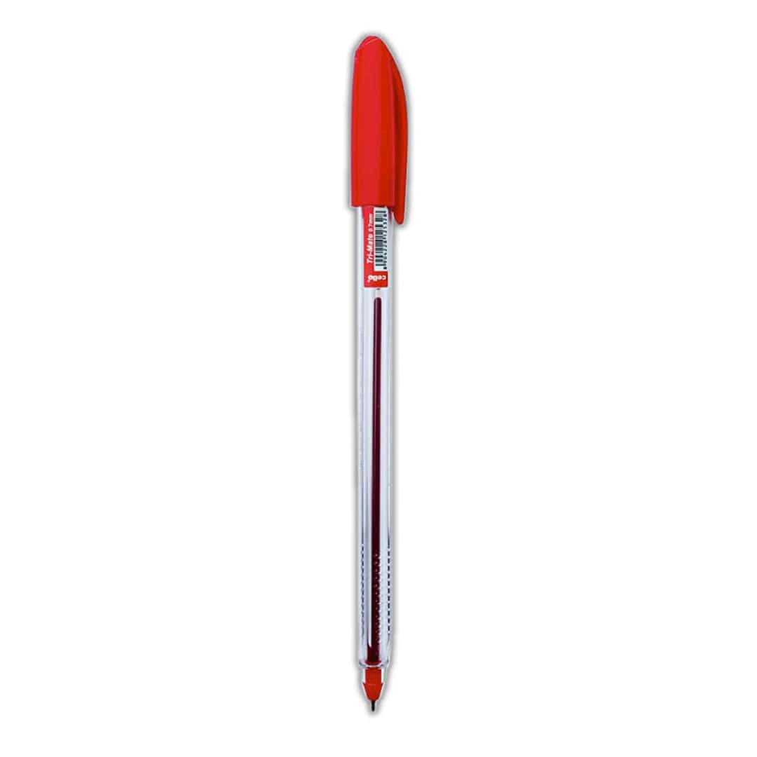 Cello Original Tri - Mate Triangular Barrel Ballpoint Pen, 1.0mm, Red, Pack of 10 - Infinity Market