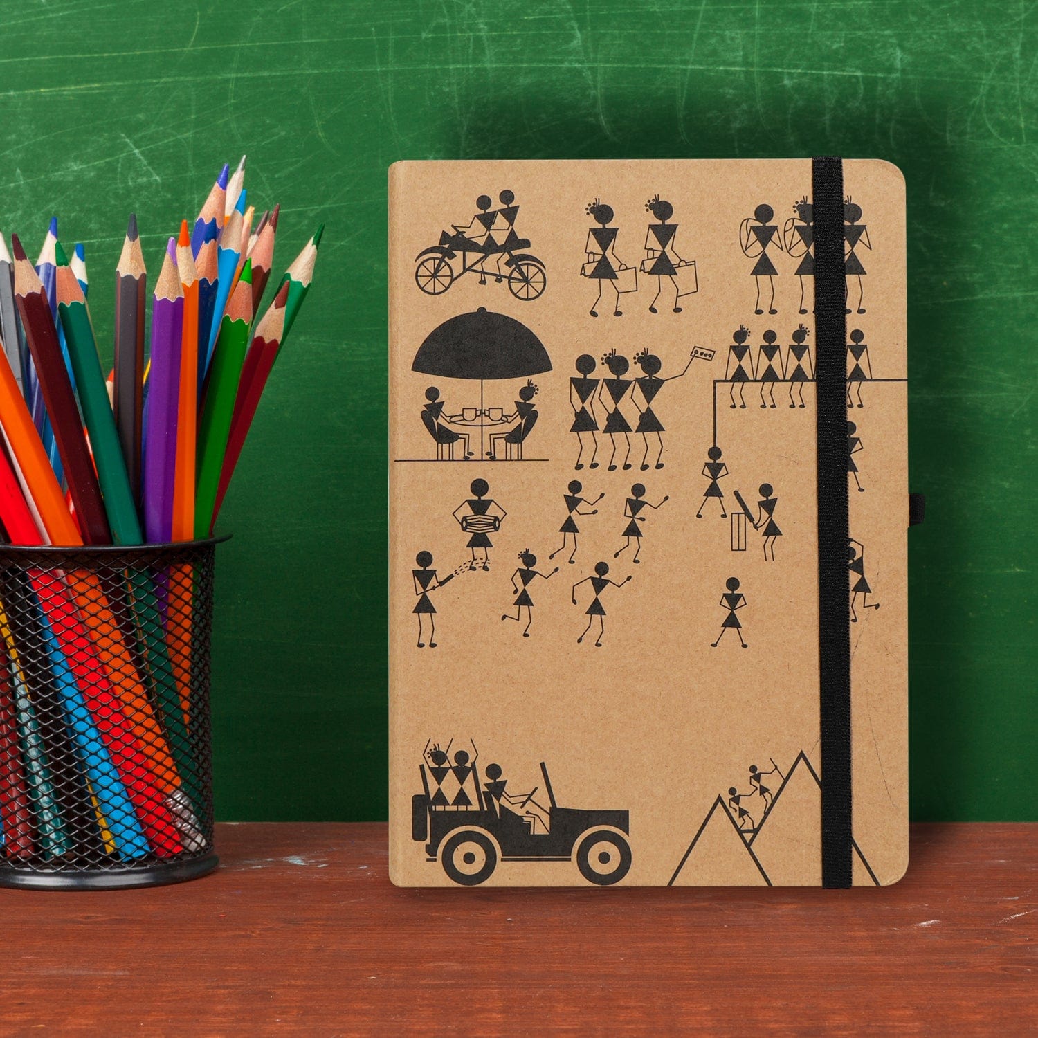 Infinity A5 Warli Art Hardcover Executive Journal Notebook with Lined Pages, Pen Loop, Ribbon, Date Marks and Paper Pocket, Medium Hardback Journal, 224 Pages Note, Sustainably Sourced paper - Infinity Market
