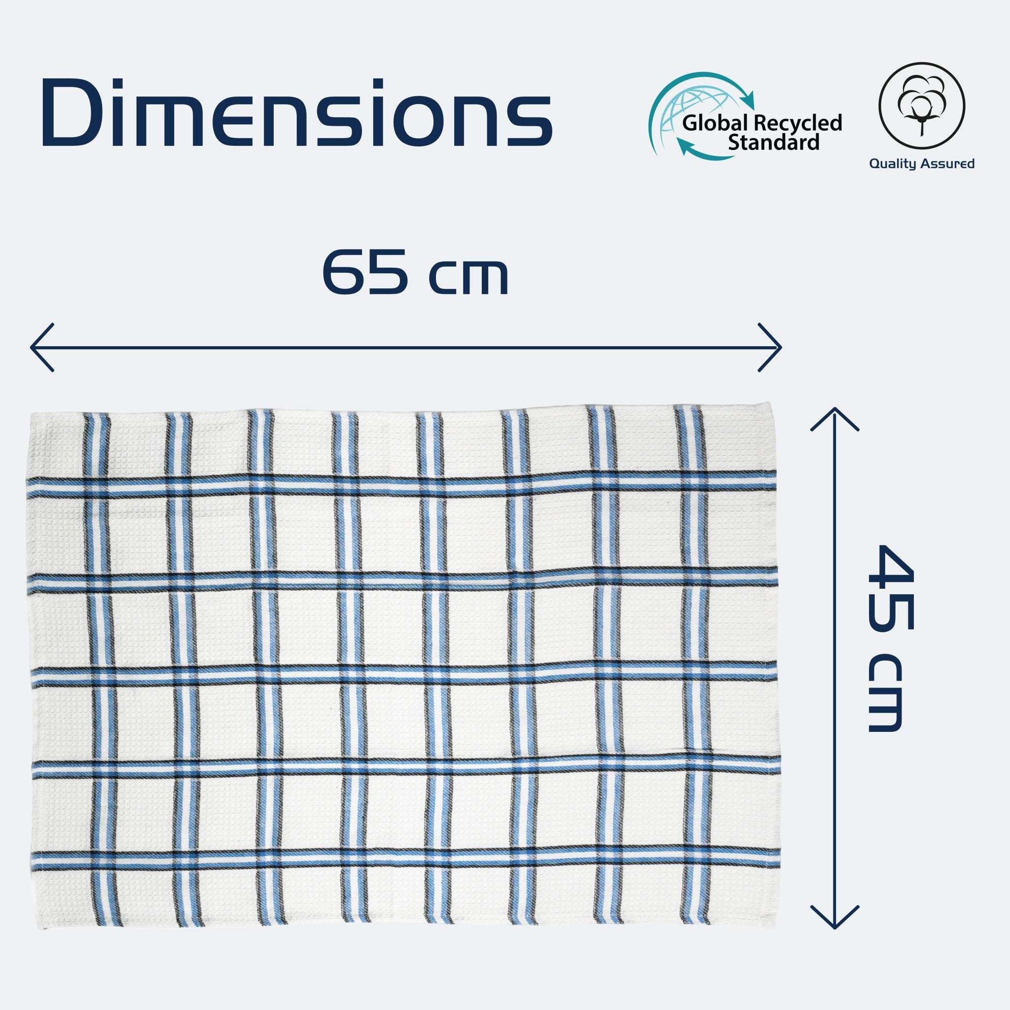 Infinity Drill Check Waffle Large Absorbent Cotton Kitchen Towels, Pack of 6 - Infinity Market