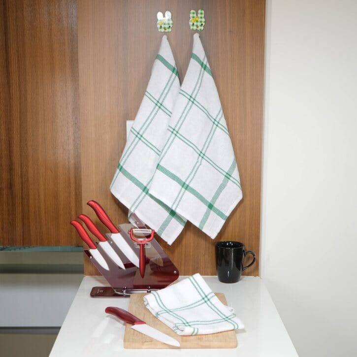 Infinity Gingham Check Large Absorbent Cotton Kitchen Towels, Pack of 12 - Infinity Market