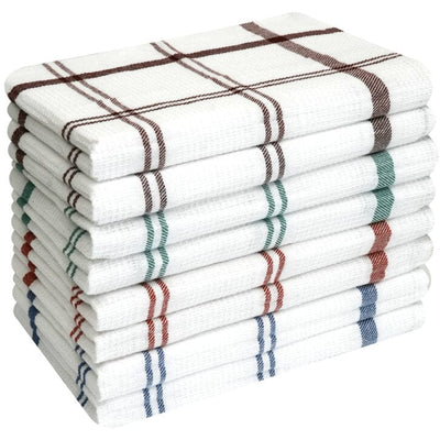 Infinity Gingham Check Large Absorbent Cotton Kitchen Towels, Pack of 8 - Infinity Market