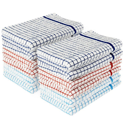 Infinity Terry Positive Large Absorbent Cotton Kitchen Towels, Pack of 12 - Infinity Market
