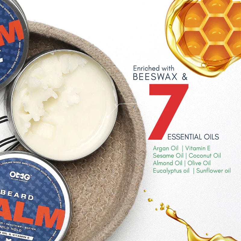 OMG Beard Balm 100gm | Agran Oil | Enriched with Vitamin E | for Mild Hold | for Smoother Healthier Softer Beard Hair | 100% Natural Ingredients - Infinity Market