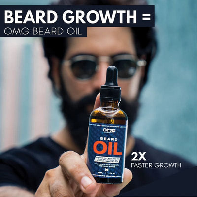 OMG Beard Oil 50ml | Promotes Hair Growth and Gives Shine | Enriched with Vitamin E and 100% Natural Ingredients | Contains Almond Oil, Avocado Oil, Olive Oil - Infinity Market