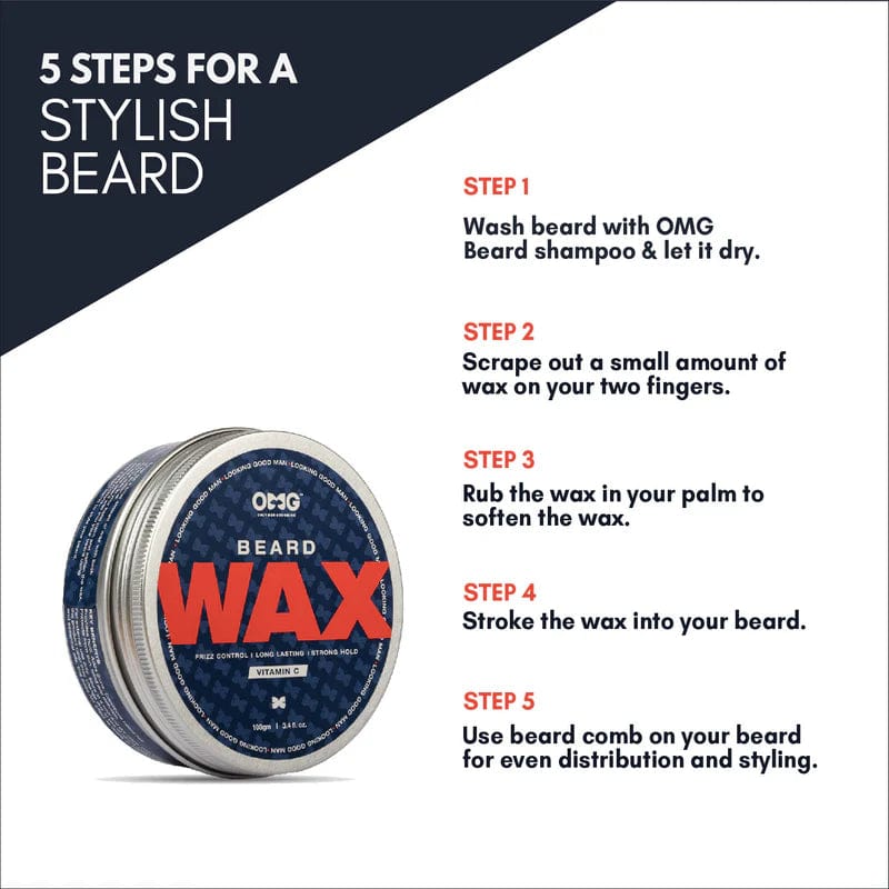 OMG Beard Wax 100gm | Frizz Control | Long Lasting Hold | Strong Hold | Enriched with Vitamin C | 100% Natural Ingredients - Infinity Market