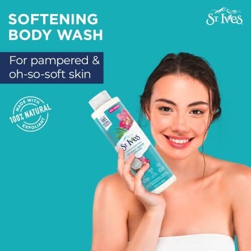 St. Ives Hydrating Body Wash, Coconut Water and Orchid (650ml) Made with Plant - Based Cleansers & 100% Natural Extracts 16 oz Shower Gel - Infinity Market