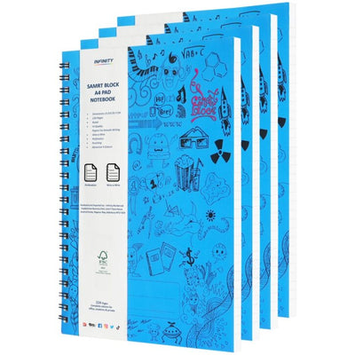 Infinity Lined Spiral Journal Notebook, Smart Block Notebook A4 Size Wire Spiral Notebook, Durable Hardcover College Ruled Note Pad, 224 Pages Writing Pad, Notepads for Office Work (6, Blue)