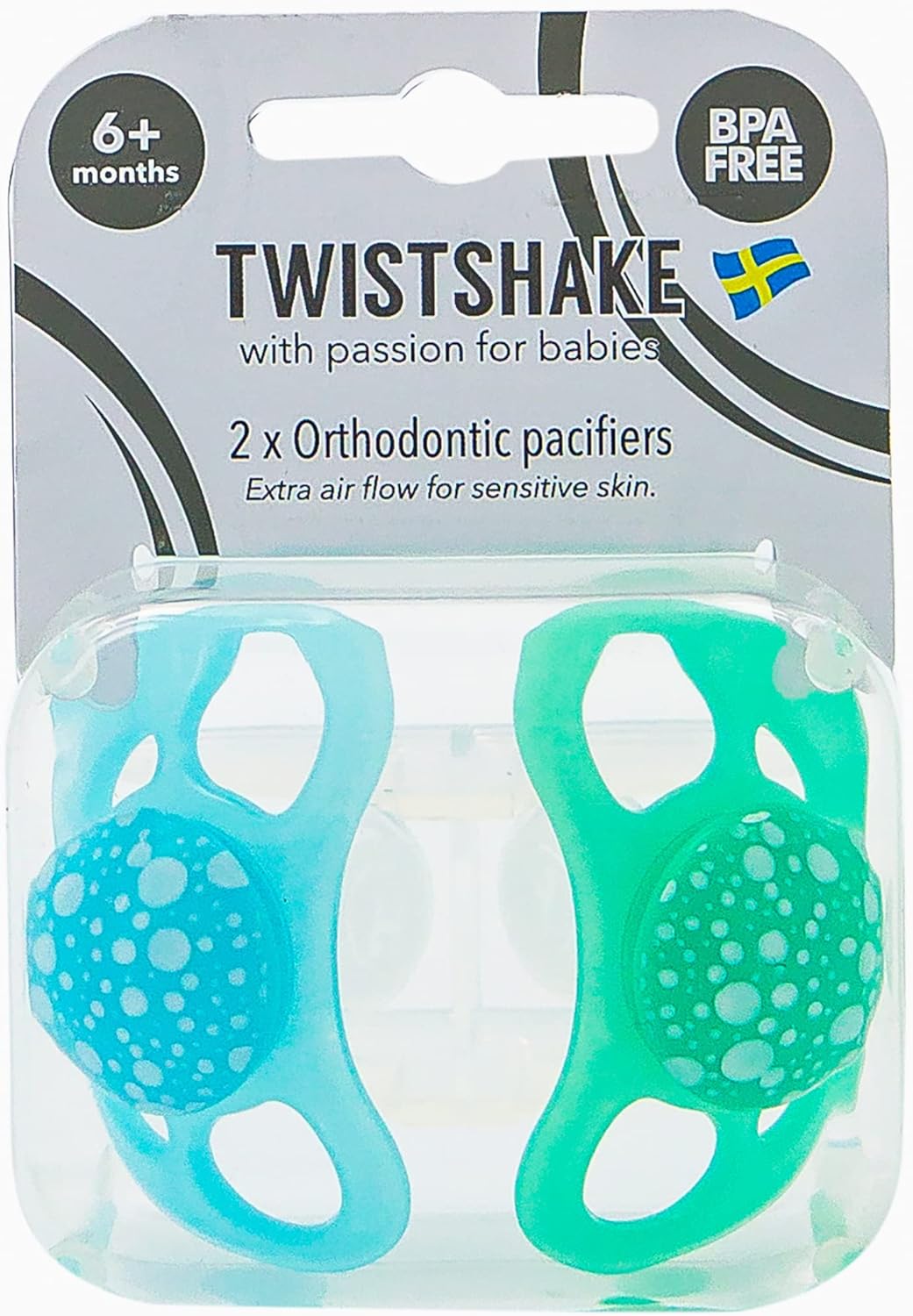 Twistshake 2X Orthodontic Pacifier, Baby Infant Soother, BPA, BPF, BPS Free, 6+ Months, Pastel Blue/Pastel Green - Infinity Market
