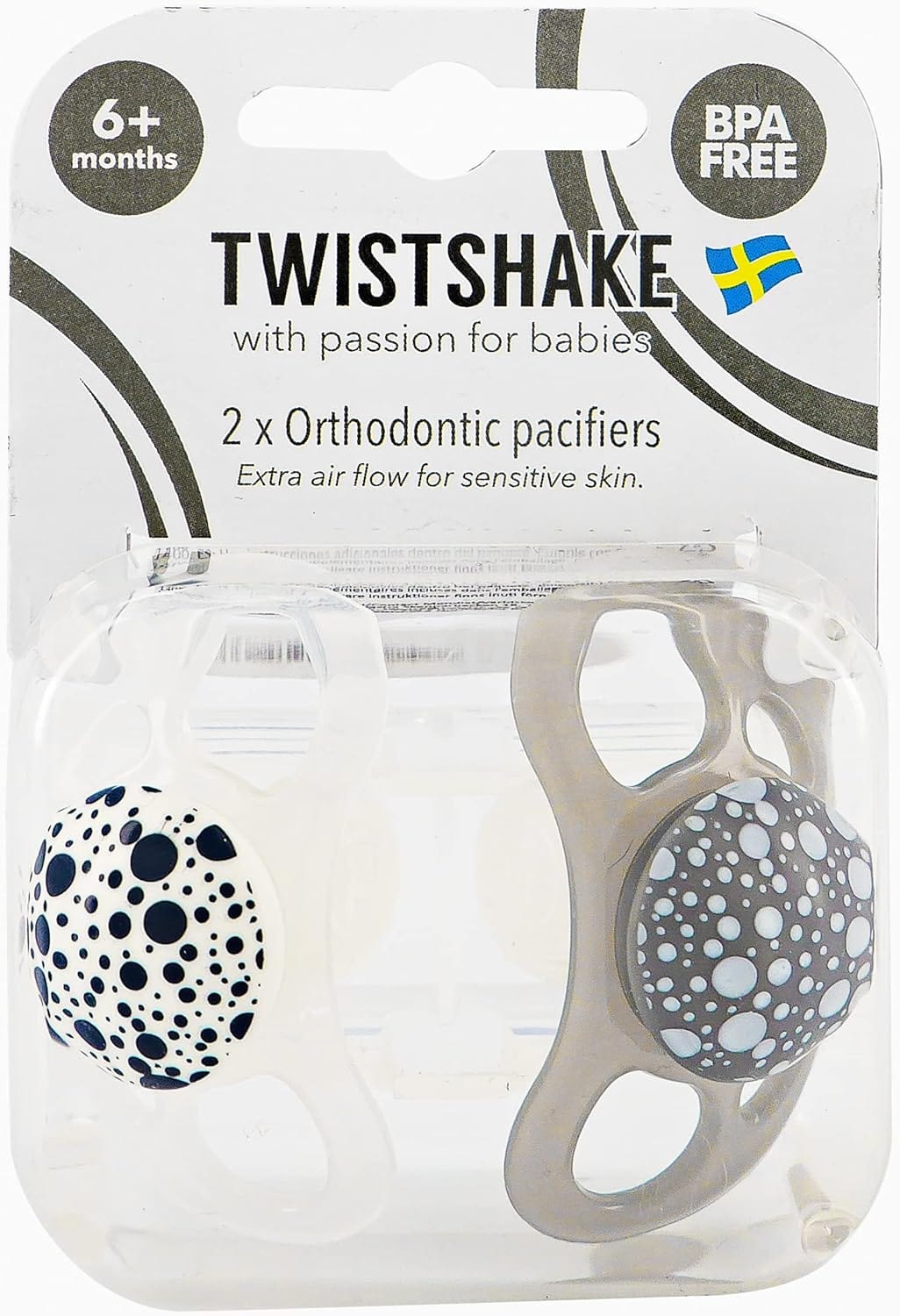 Twistshake 2X Orthodontic Pacifier, Baby Infant Soother, BPA, BPF, BPS Free, 6+ Months, Pastel Grey/White - Infinity Market